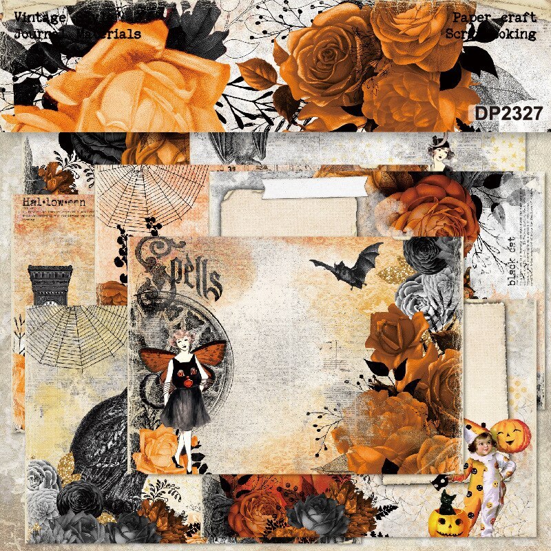 8 Sheets A5 Size Halloween Scrapbooking Patterned Paper-JournalTale