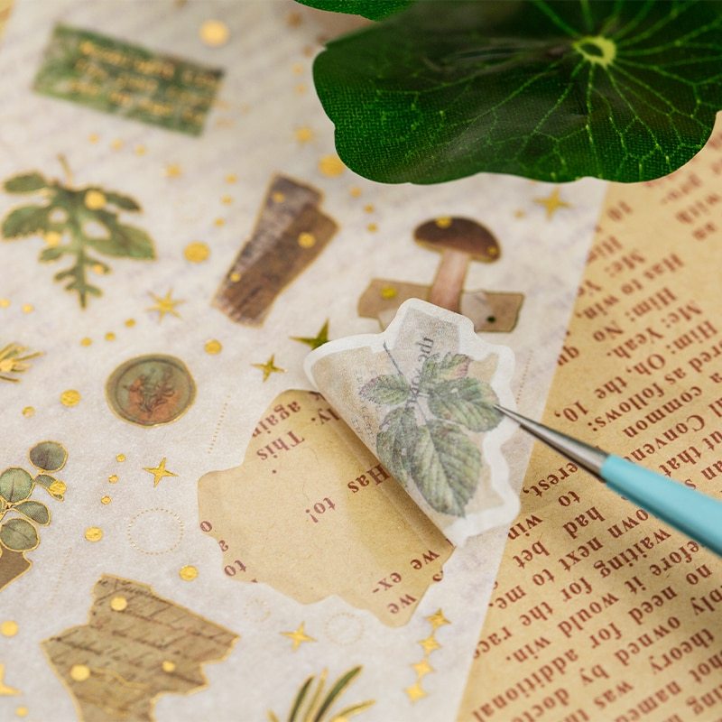 8Sheets/pack Vintage Laser Gold Sticker-JournalTale