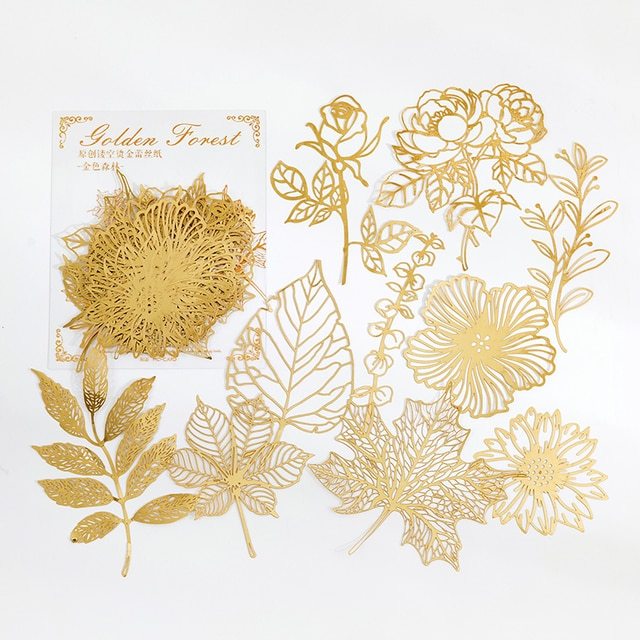 10 pcs Diy Scrapbooking paper Bronzing Lace Decoration paper-JournalTale