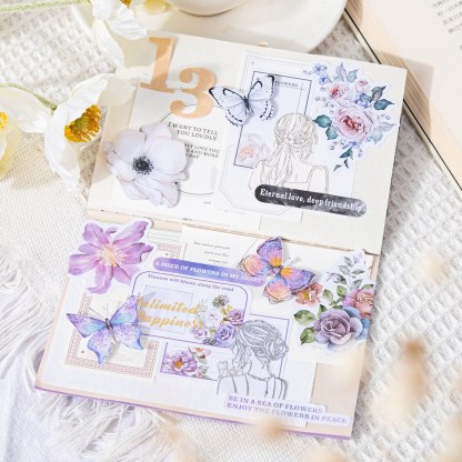 40 Sheets Butterfly Sleep Among Flowers Series Literary Note Sticker-JournalTale