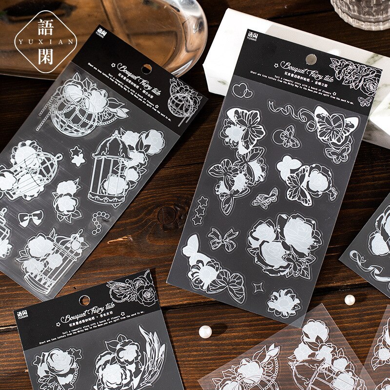 6pcs Vintage Style PET Stickers Decor Junk Journal Sticker-JournalTale