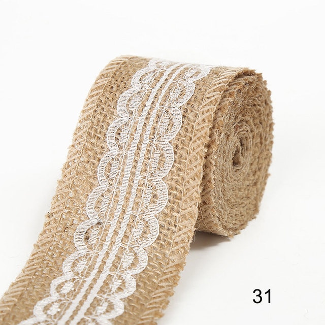 2M 5CM Natural Jute Burlap Rolls with Lace-JournalTale