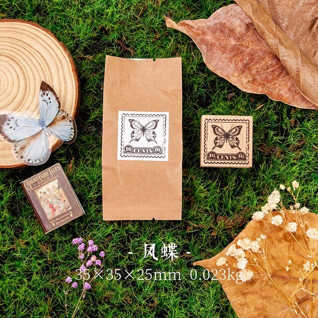 Vintage Butterfly Dragonfly Animal Stamp DIY Wooden Stamps-JournalTale