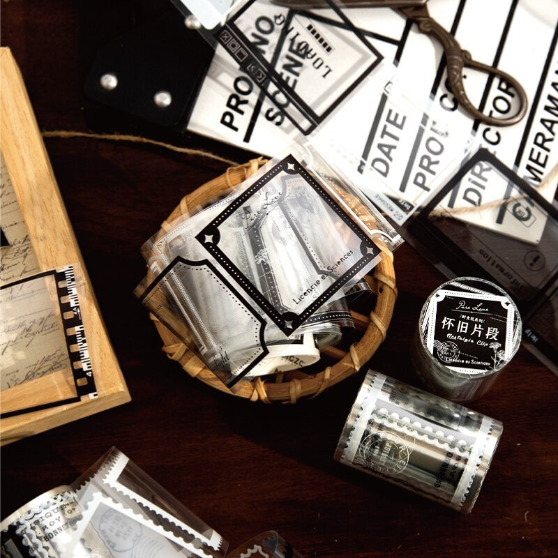 5.5cm x 2m Vintage Film Boarder Black and White Masking Tape-JournalTale