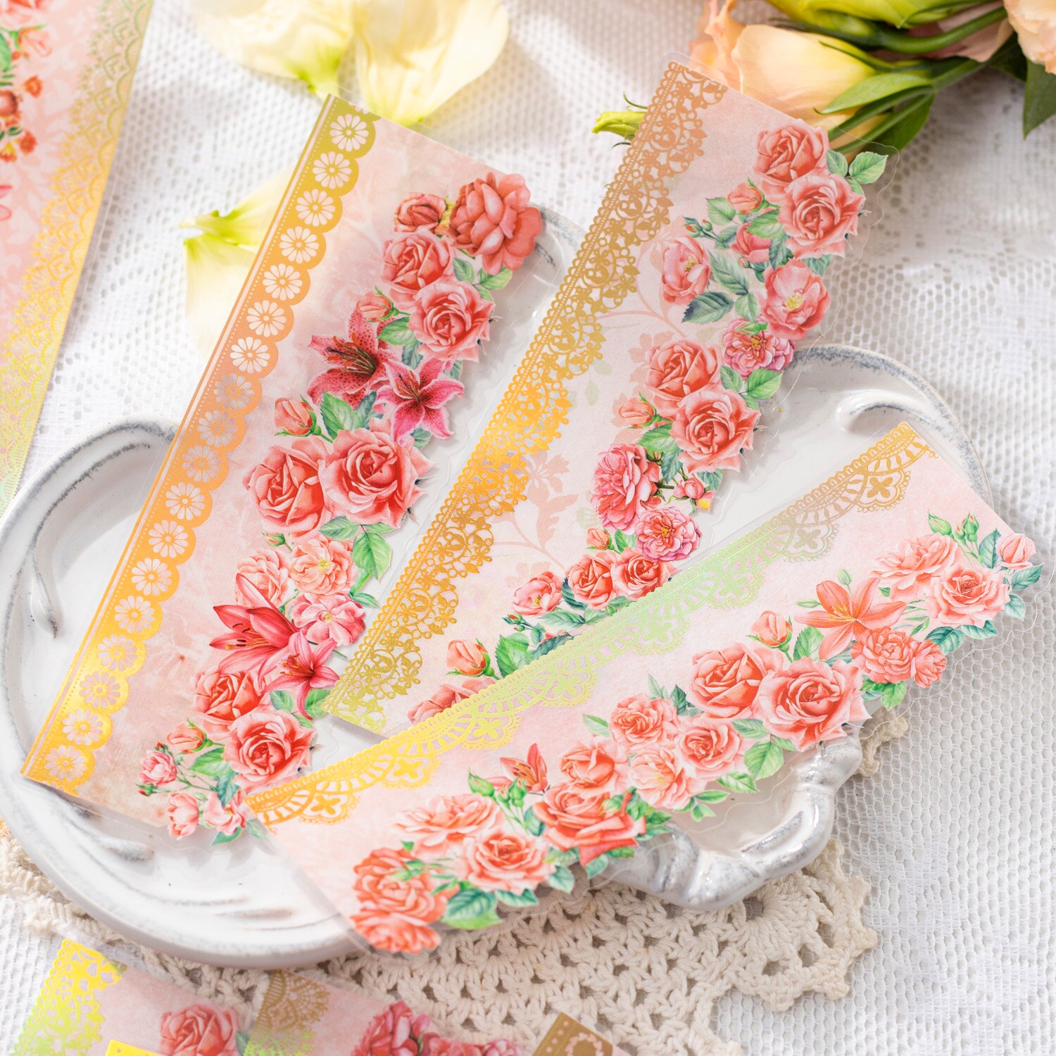 10 Sheets Lace Romance Series Flower Landscaping PET Sticker-JournalTale