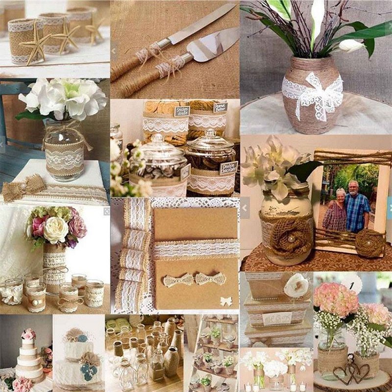 2Meter/Lot 25mm Natural Jute Burlap Hessian Lace-JournalTale