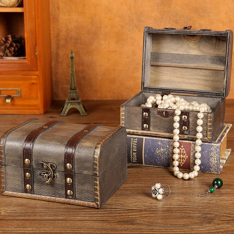 Retro Treasure Chest Vintage Wooden Storage Box-JournalTale