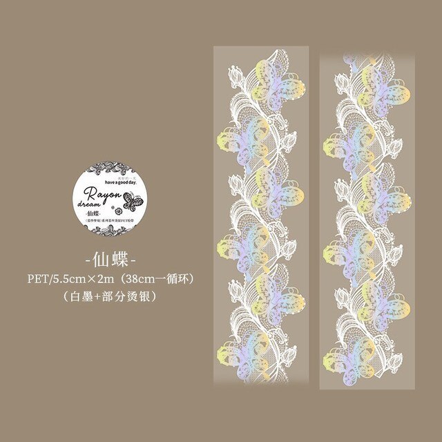 Washi Tape Lace Flower Clear Pattern DIY Decorative Tape-JournalTale