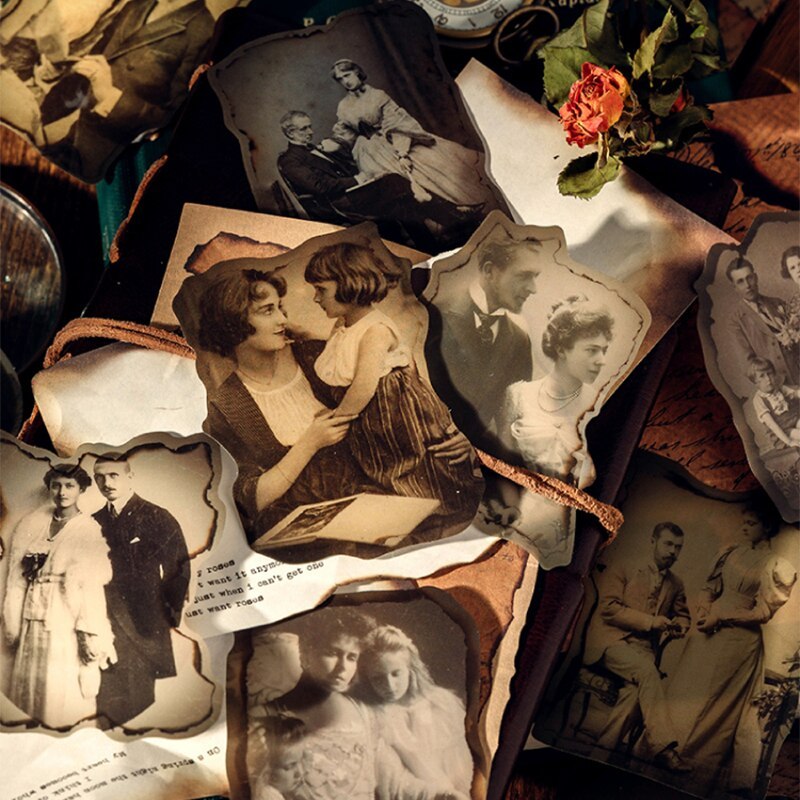 Vintage Old Photo Studio Theme Burning Edge Sticker-JournalTale