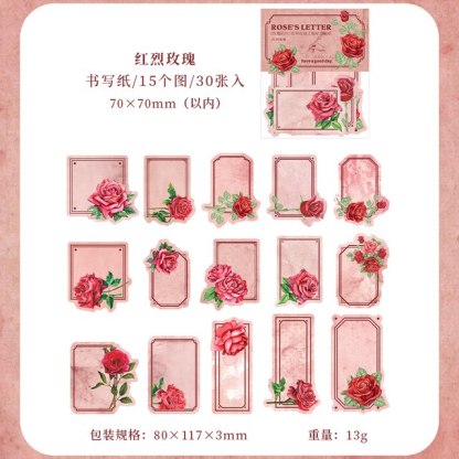 30pcs/lot Rose&#39;s Letter Stickers Rose Boarder Sticky-JournalTale