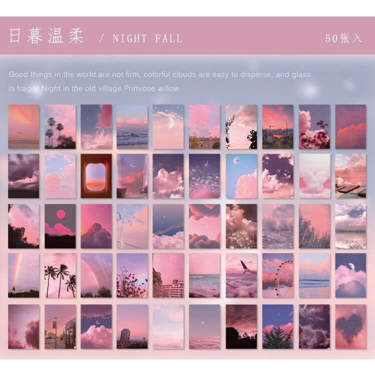50 Sheets Natural Scenery Art Paintings Stationery Stickers Book-JournalTale
