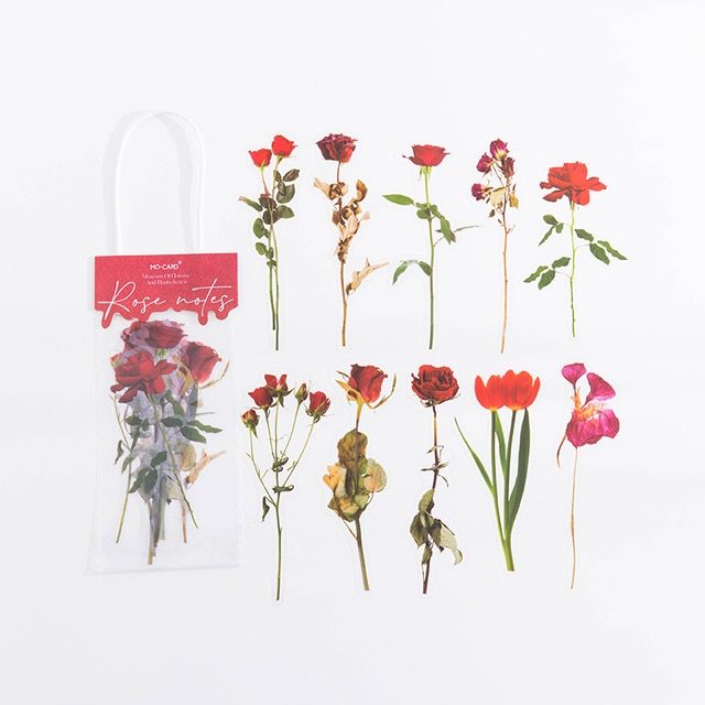 10pcs/pack Waterproof Plant Natural Flower Decorative Sticker-JournalTale