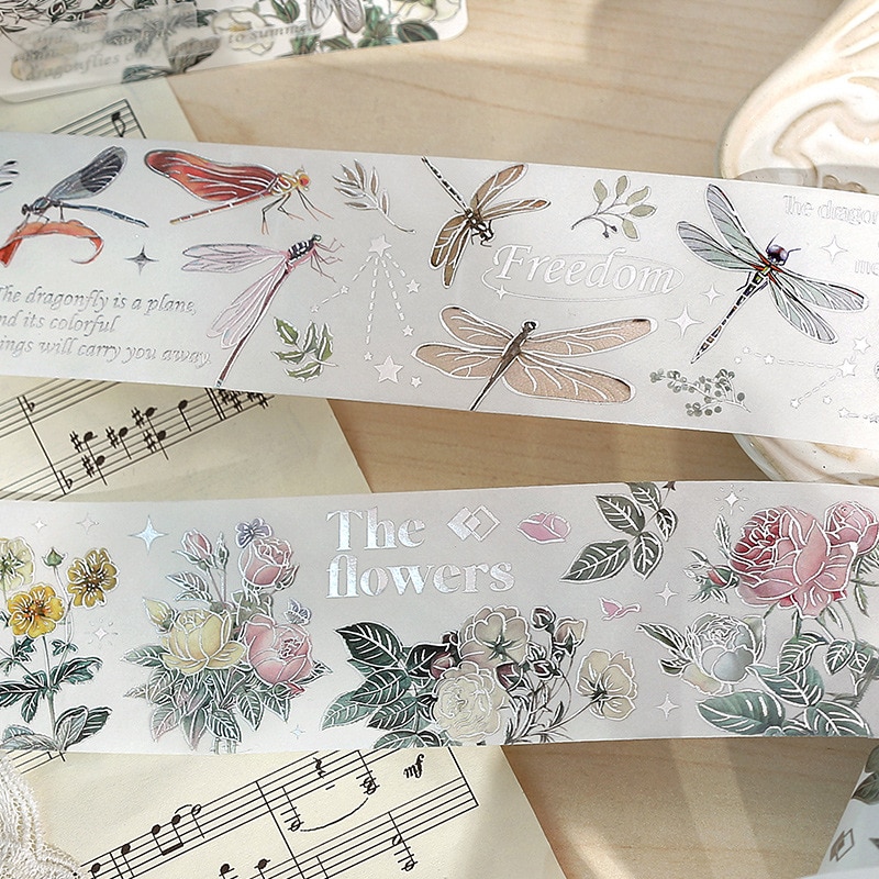 Vintage Feathers Flowers Bird Masking Washi Tape-JournalTale