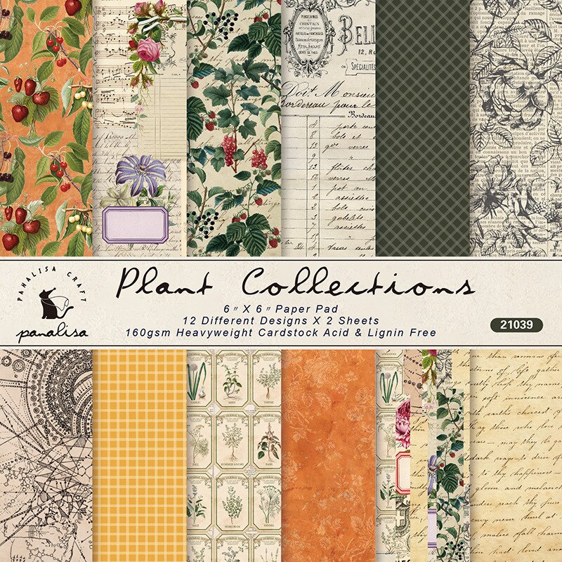 12 Sheets Vintage Plant Collections Scrapbooking Material Papers-JournalTale