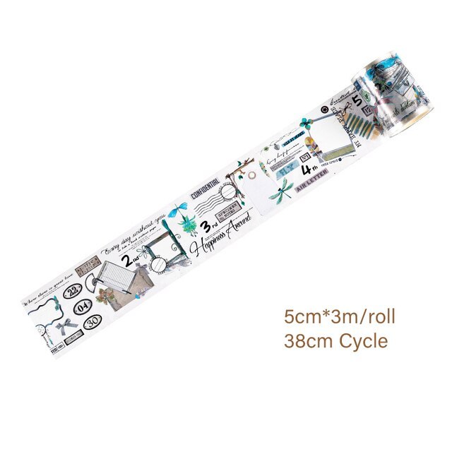 5cm*3m Vintage PVC Materials Tape Cycle-JournalTale