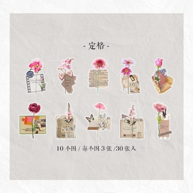 30pcs/1lot Stationery Stickers Plant Flower letter-JournalTale