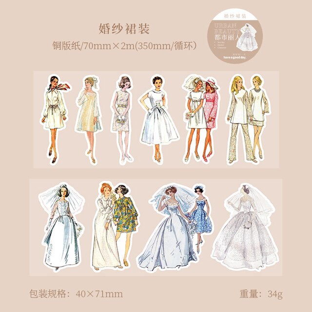 7cm x 2m Fashion Characters Transparent PET Tape-JournalTale