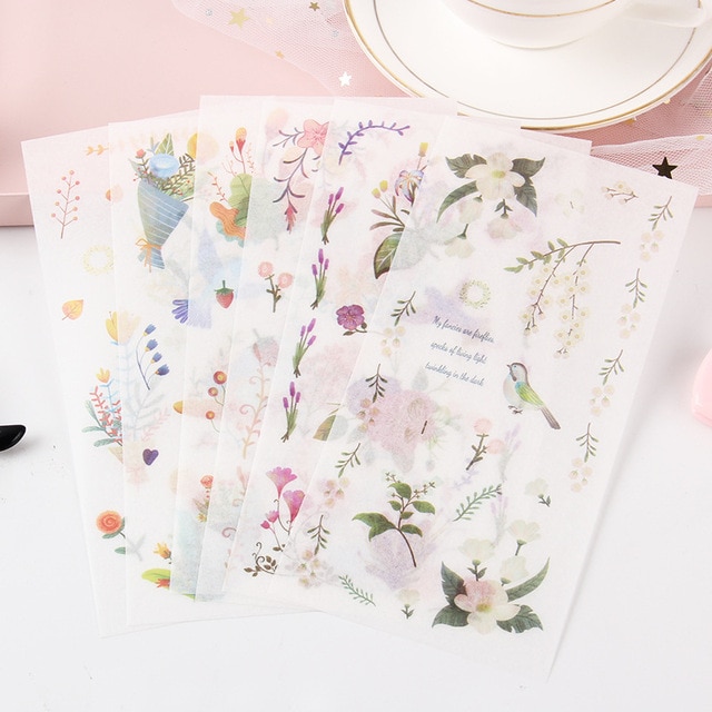 6 Sheets Succulent Floral Sticker Set-JournalTale