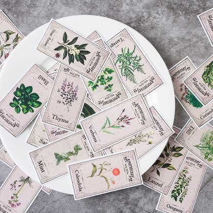 Vintage Plant Green Fern Stamps Ticket Sticker Series Stickers-JournalTale