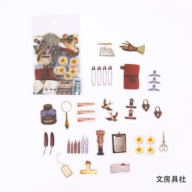 40pcs/bag Vintage leaves flowers PET sticker package-JournalTale