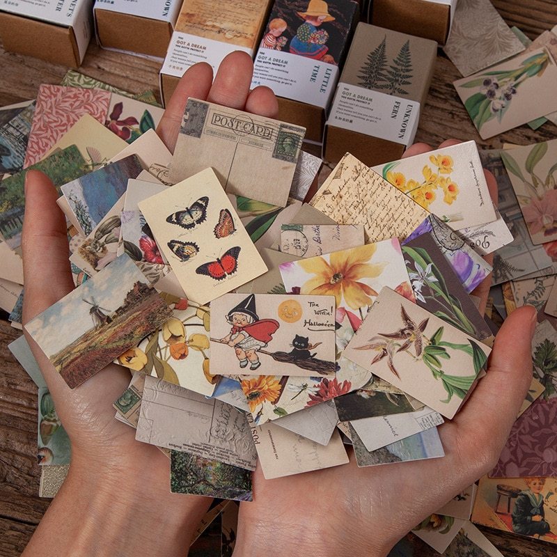 100pcs Vintage Plant Butterfly Material Paper-JournalTale