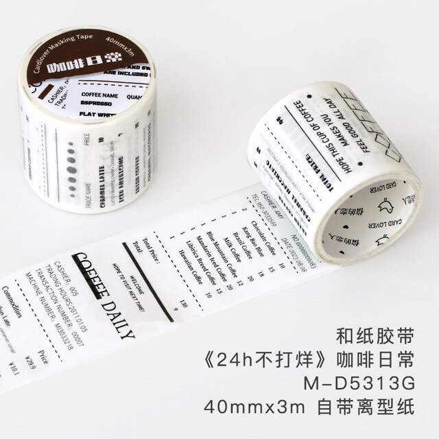 6 Styles Shop Receipt Masking Tape 40mm*3m-JournalTale