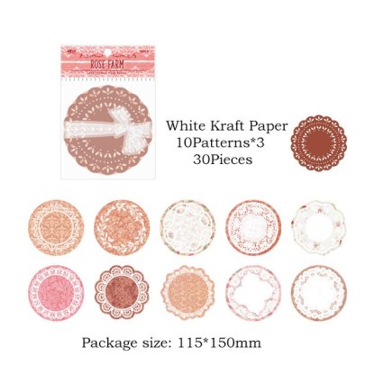30pcs/pack Lace Materials White Kraft Paper-JournalTale