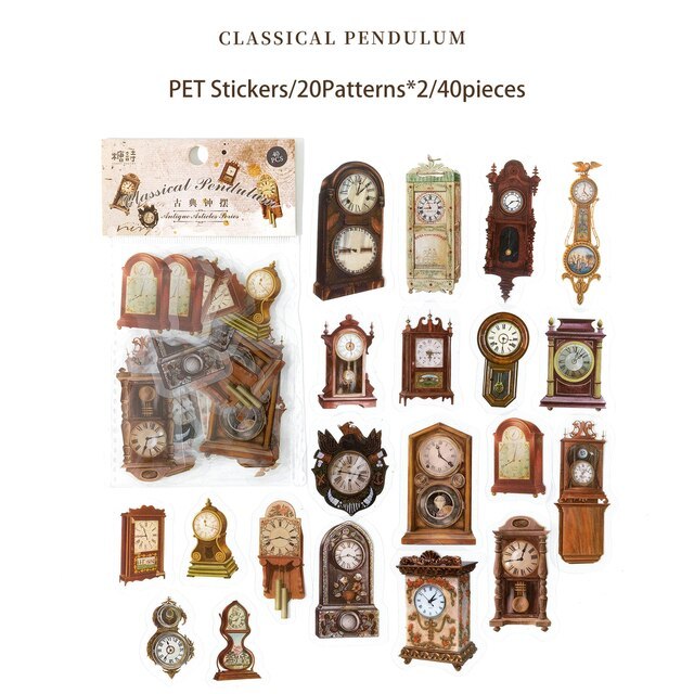 40pcs/pack Antique Style PET Stickers Decor Journal-JournalTale
