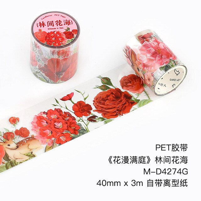 Vintage Flower Rose Decorative Adhesive PET Tape-JournalTale