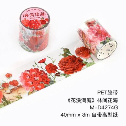Vintage Flower Rose Decorative Adhesive PET Tape-JournalTale