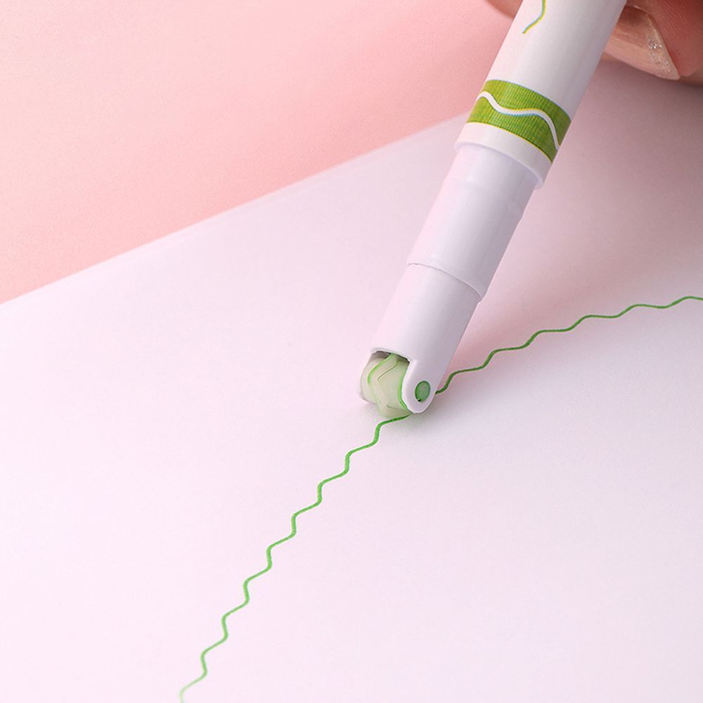 6Pcs Curve Highlighter Pen Flower-shaped Curve Line-JournalTale