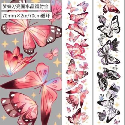 1Roll Green Gemstone Butterfly Washi PET Tape Scrapbooking-JournalTale