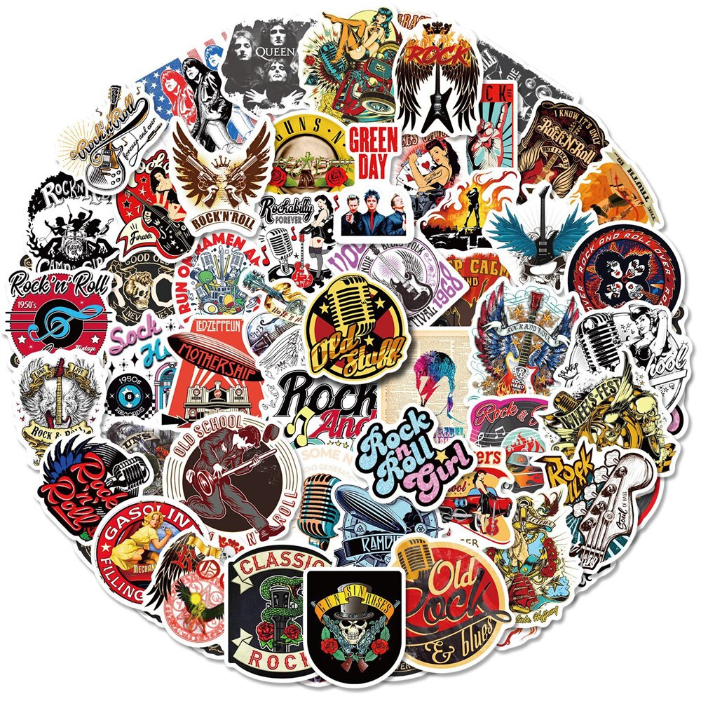 50pcs Rock Vintage Stickers For Laptop Stationery-JournalTale