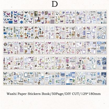 50sheets Aesthetics Washi Stickers Book Decor Scrapbooking-JournalTale