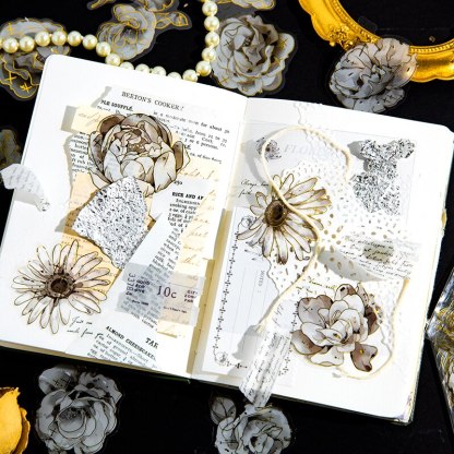 30pcs/pack Flower Stickers Gold Stamping-JournalTale