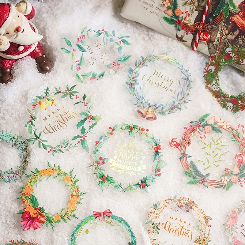 1 set Festive Christmas Stickers - Golden-JournalTale