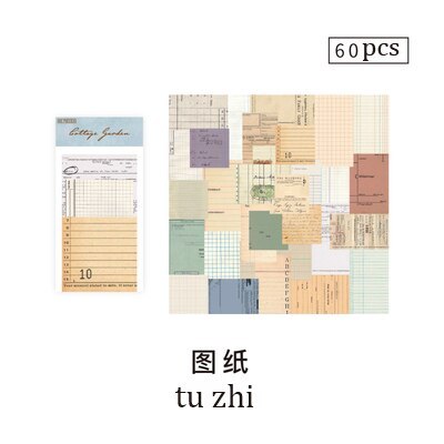 60pcs Ins Style Creative Small Fresh Retro Journal Material-JournalTale