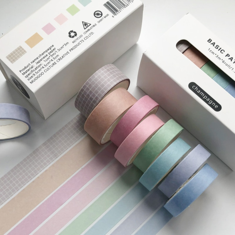 8pcs/set Retro Solid Color Basic Decoration Washi Tape-JournalTale