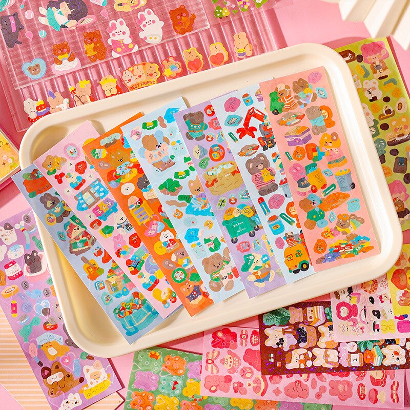 10PCS Cartoon Animals Travel Decorative Stickers Cute-JournalTale