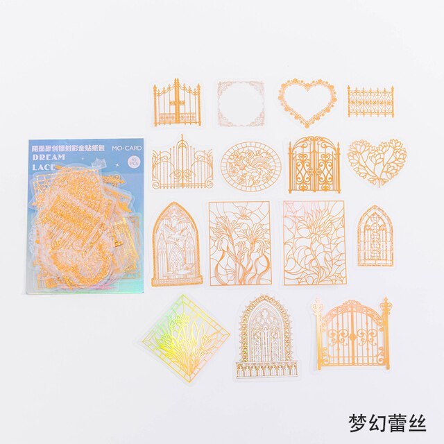 45pcs Flash Magic Astrolabe golden Laser Stickers-JournalTale