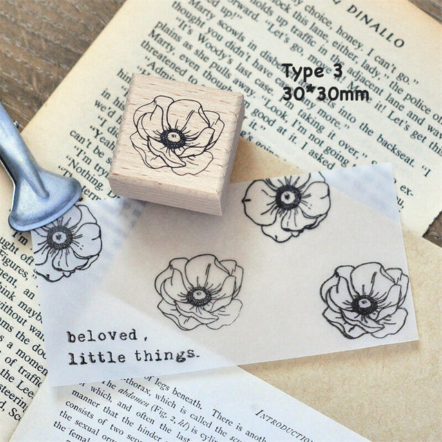 Stamp Wooden Scrapbook Supplies Flower Petal Birds Stamps-JournalTale