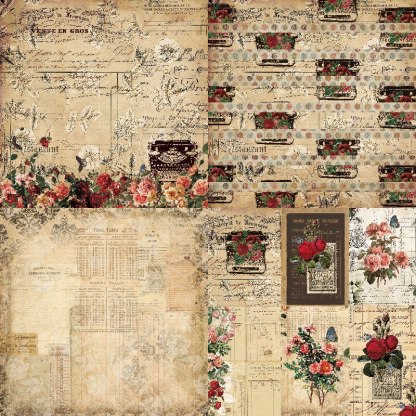 24 Sheet Vintage Flower Scrapbooking Material Paper-JournalTale