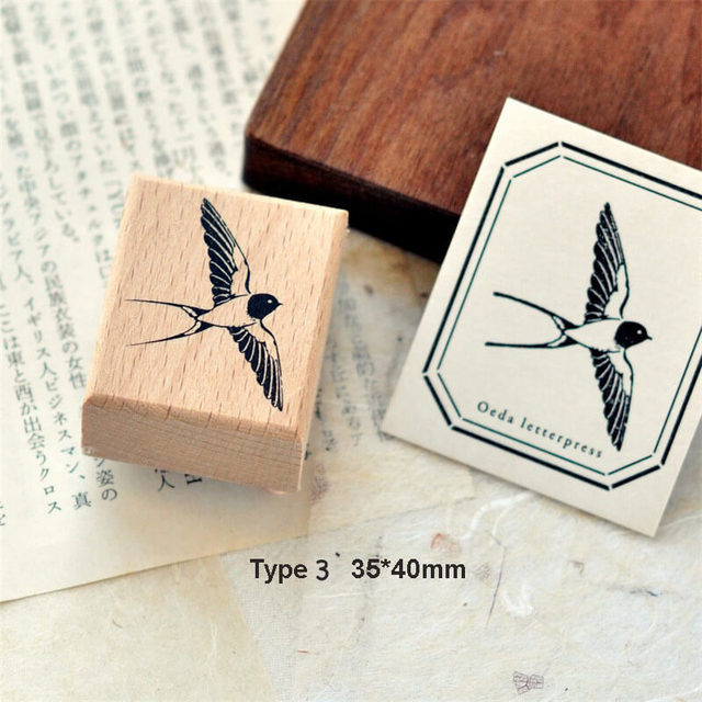 Stamp Wooden Scrapbook Supplies Flower Petal Birds Stamps-JournalTale