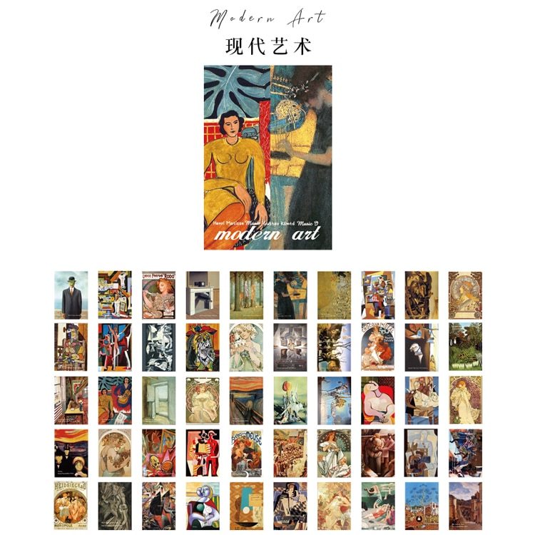 50 Sheets Natural Scenery Art Paintings Stationery Stickers Book-JournalTale