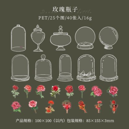 40 Pcs Transparent Glassware Bottle Shape Stickers-JournalTale