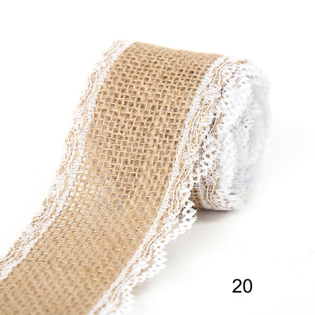 2M 5CM Natural Jute Burlap Rolls with Lace-JournalTale