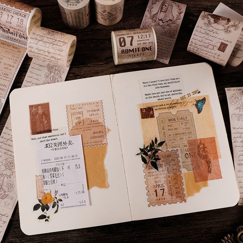 European Vintage Plant Washi Tape Stickers Junk Journal-JournalTale