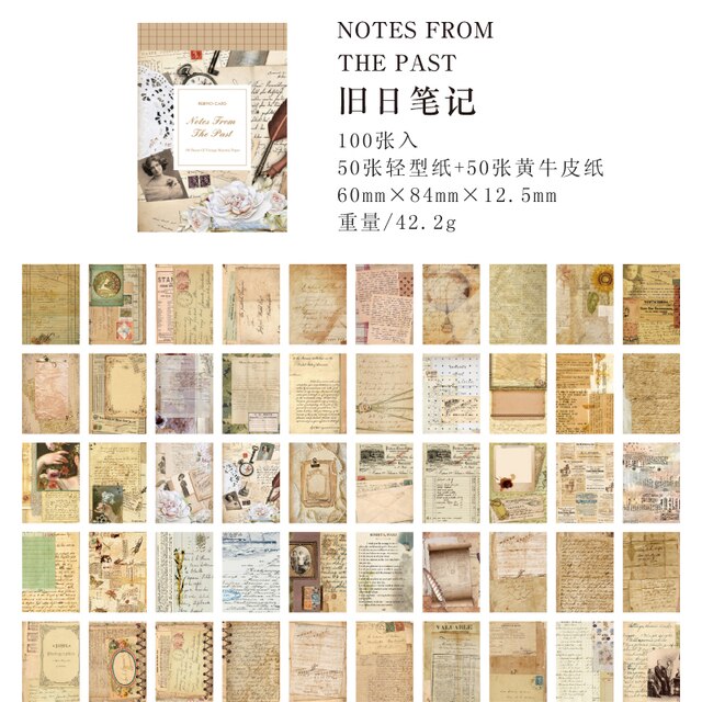 100Sheets Dual-material Vintage Material Papers-JournalTale