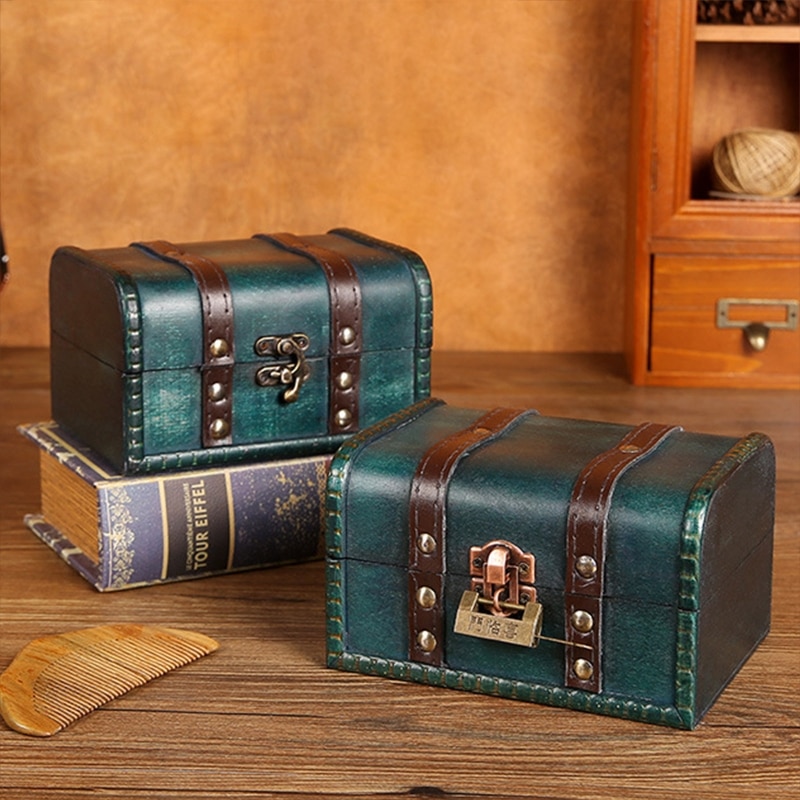 Retro Treasure Chest Vintage Wooden Storage Box-JournalTale