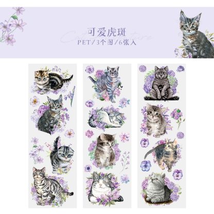 Cat stickers 6 Sheets  Adhesive Diy Sticker Decorative Diary-JournalTale